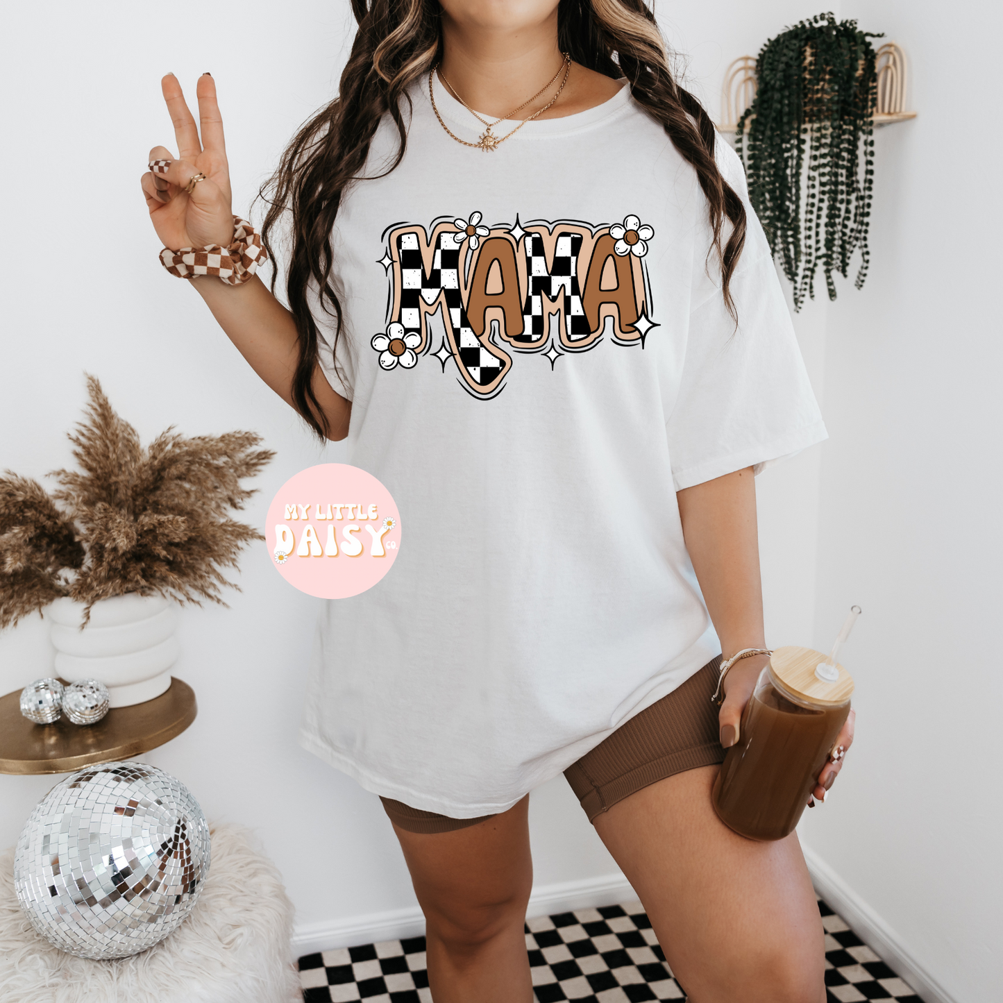 flower checkered mama shirt/sweatshirt