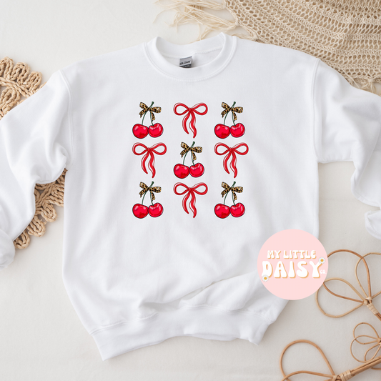 cherries & leopard bows shirt/sweatshirt