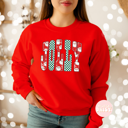 Santa and checkered MERRY, HOHO OR JOLLY LEAVE NOTE AT CHECKOUT FOR DESIGN OPTION shirt/sweatshirt