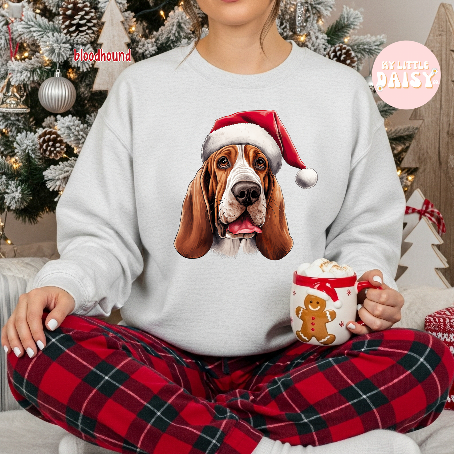 Christmas dog Santa hat sweatshirt