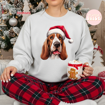 Christmas dog Santa hat sweatshirt