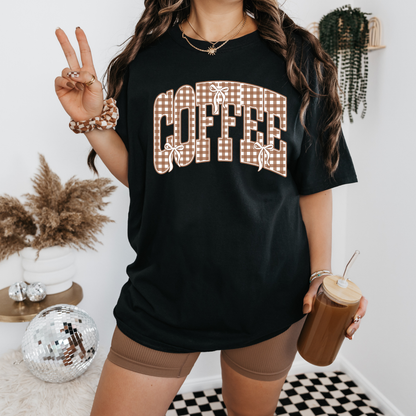 Gingham coffee shirt/sweatshirt