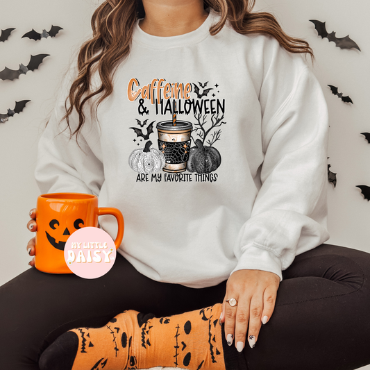 caffeine & halloween are my faviortie things shirt/sweatshirt