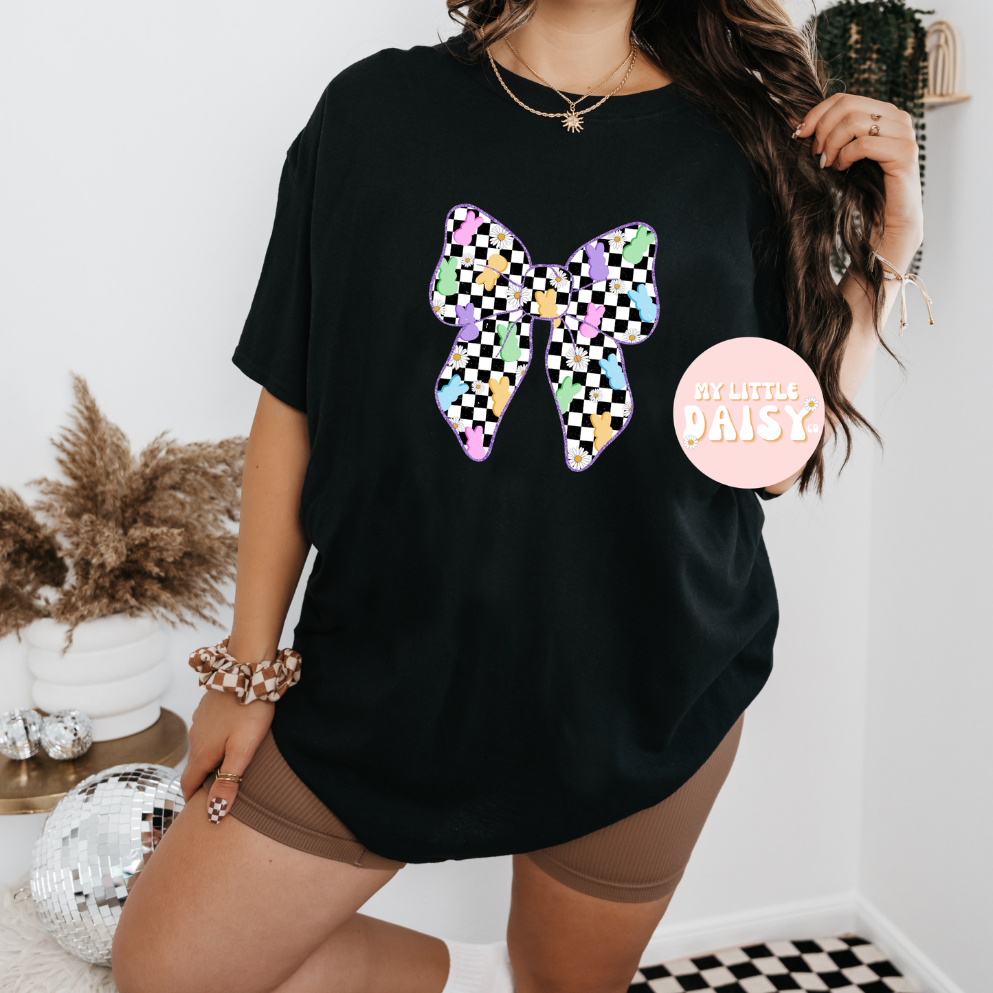 easter checkered bow shirt/sweatshirt