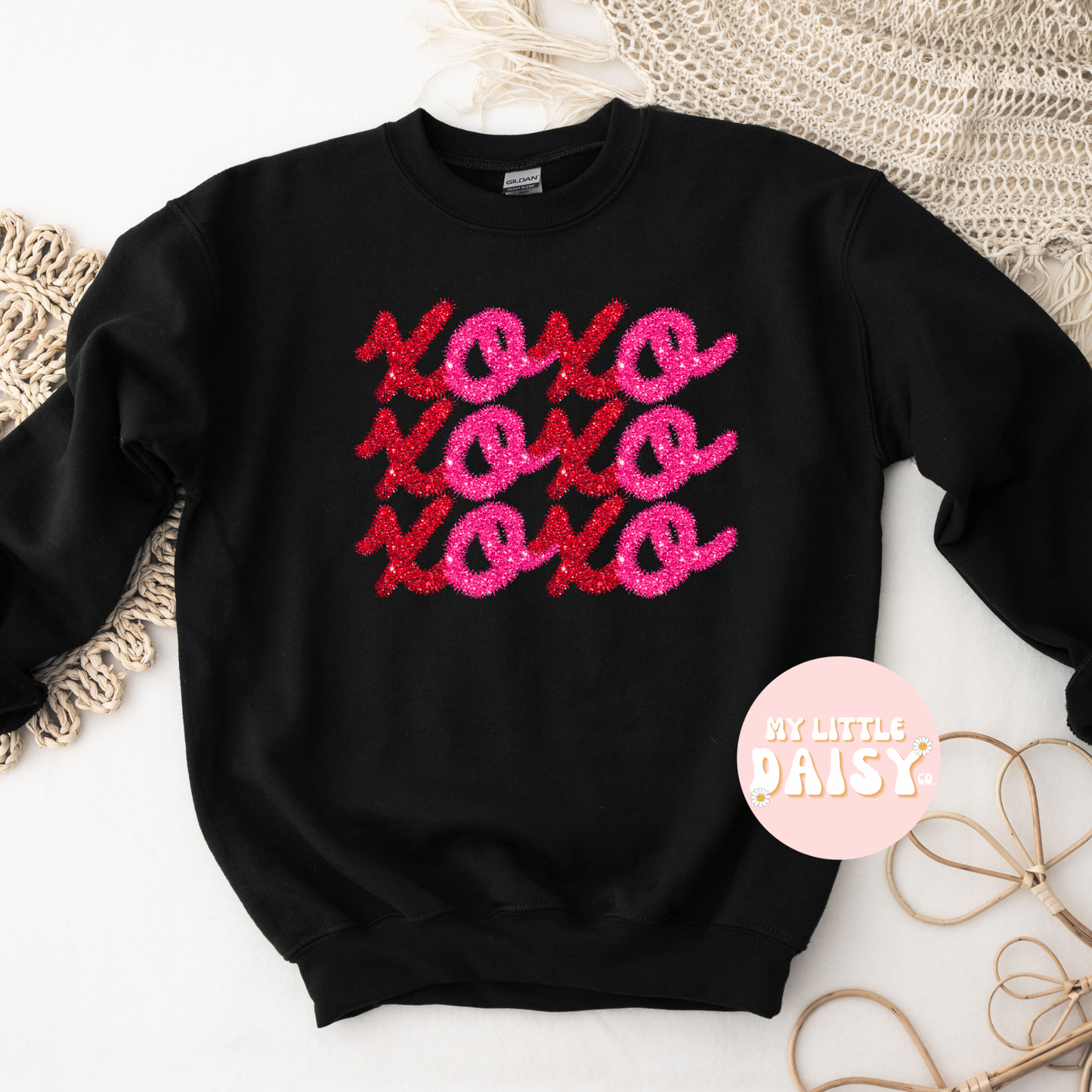 faux tinsel XOXO Valentine's Day shirt/sweatshirt