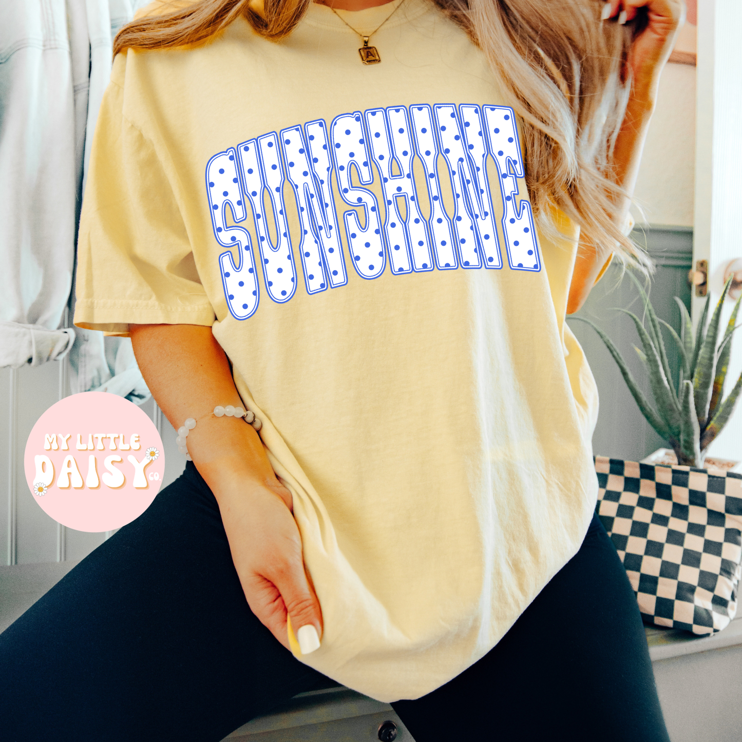 Blue polka dot summer, salty, sun shirt or beach comfort colors tee