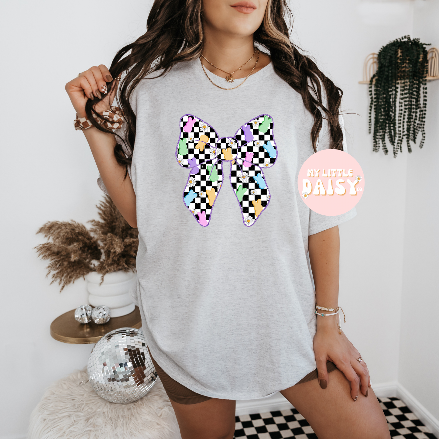 easter checkered bow shirt/sweatshirt