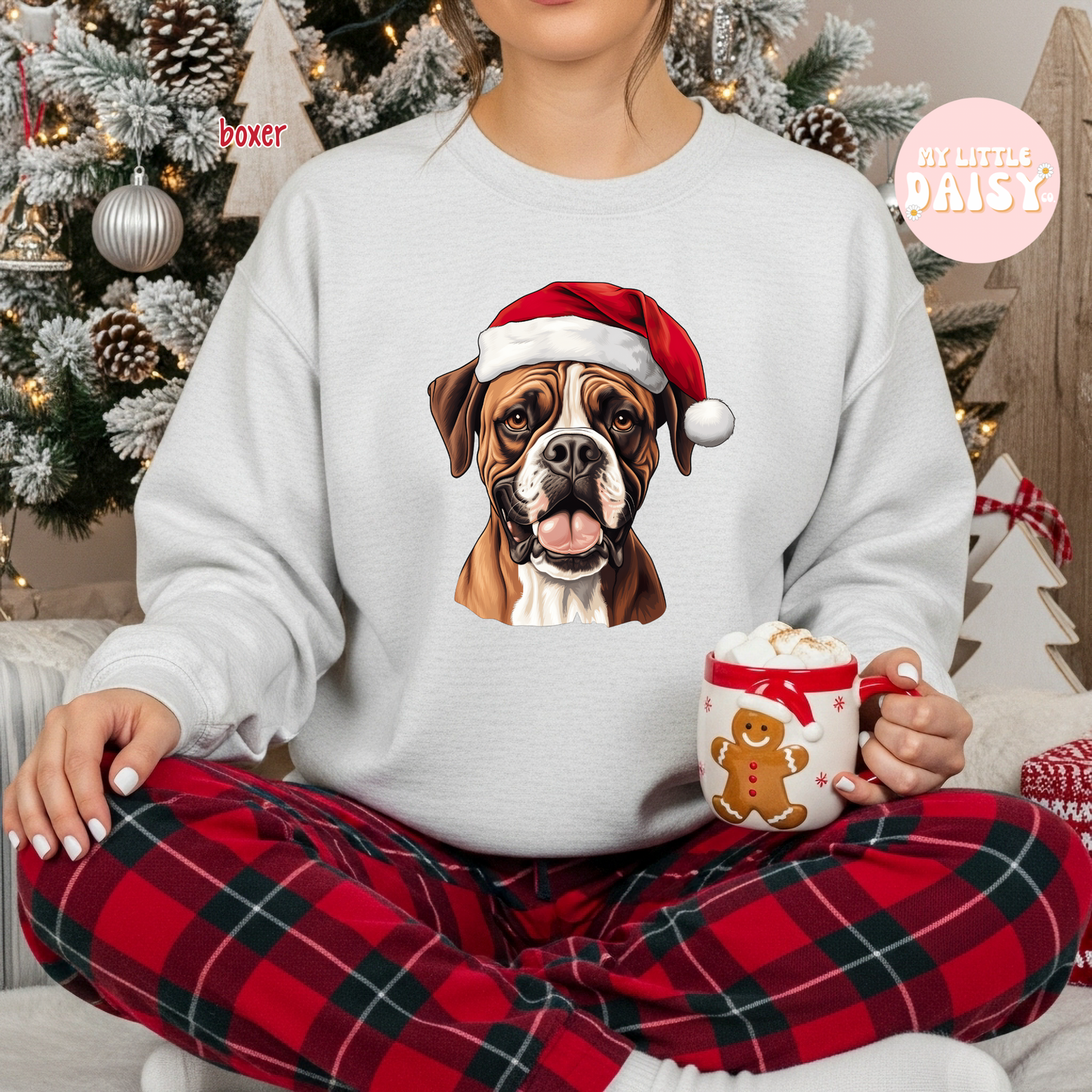 Christmas dog Santa hat sweatshirt