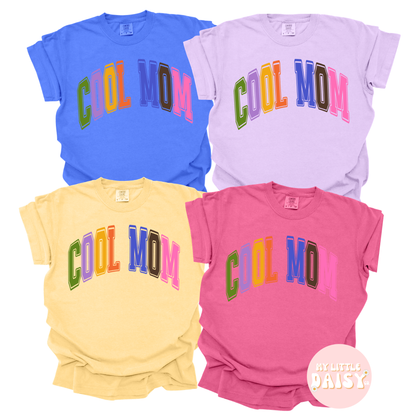 cool mom colorful letters trendy comfort colors tee