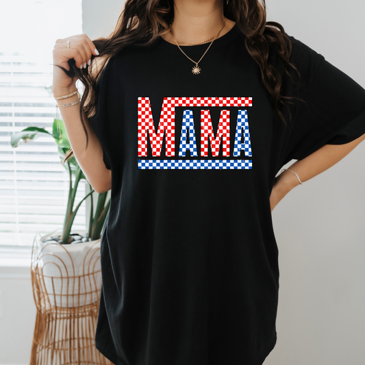 Red white & blue checkered mama shirt/sweatshirt