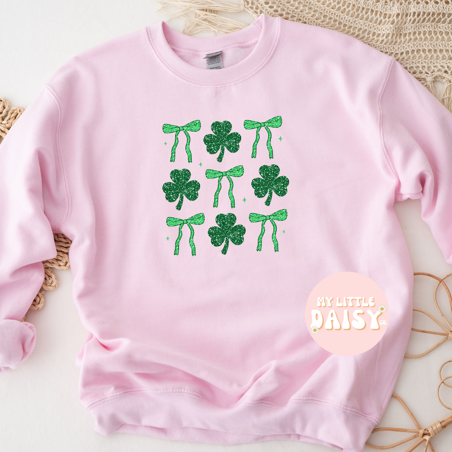 Glitter shamrock & bows shirt/sweatshirt