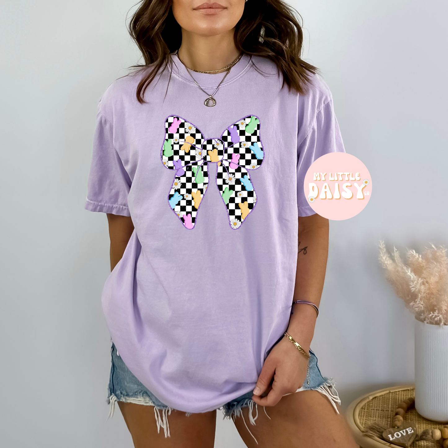 easter checkered bow shirt/sweatshirt