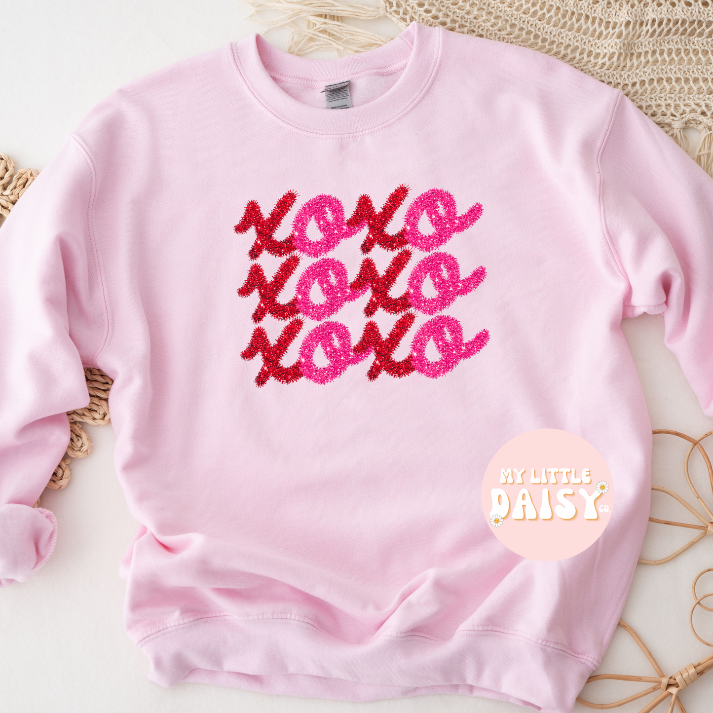 faux tinsel XOXO Valentine's Day shirt/sweatshirt