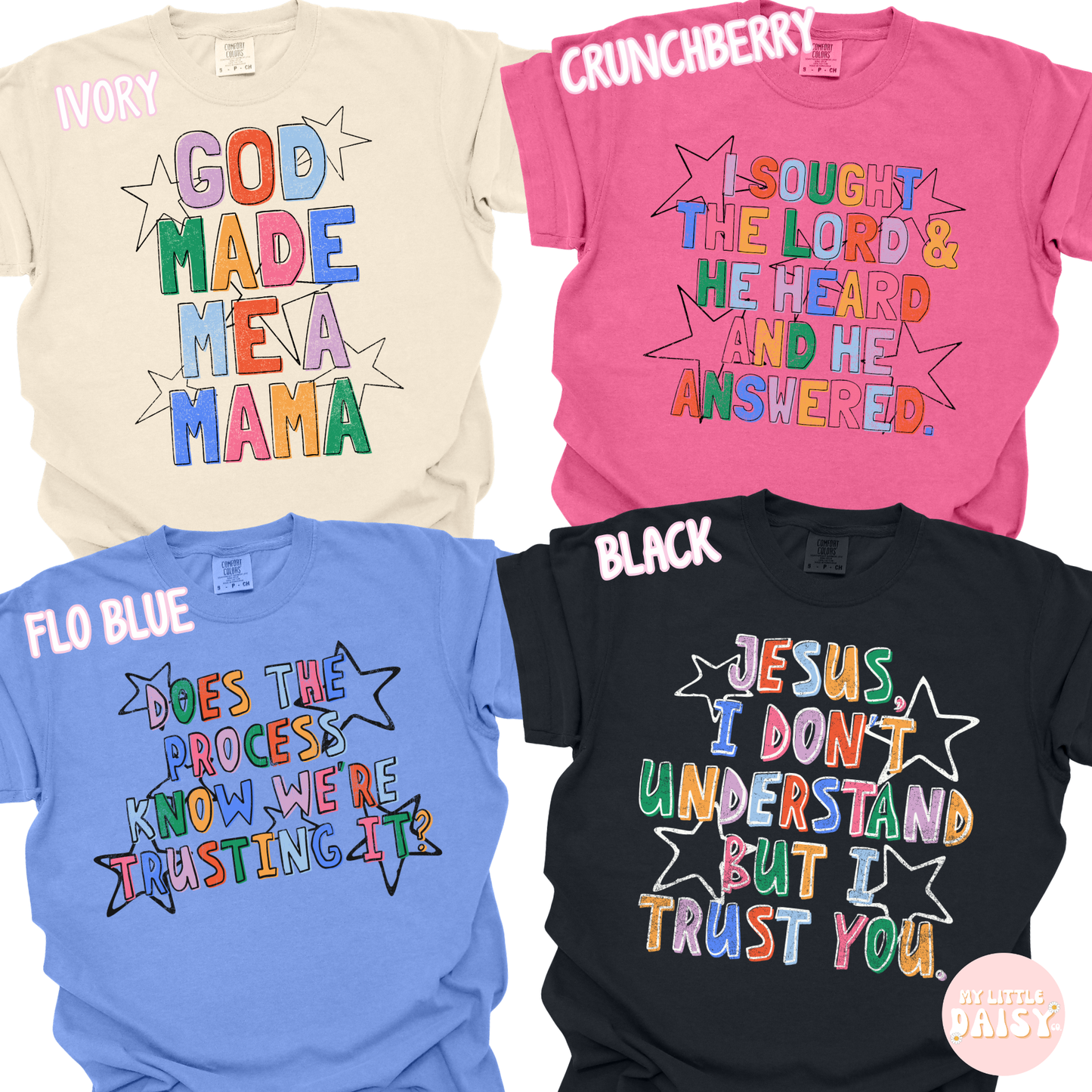 Positive vibes star graphic tee, faith based graphic tees, comfort colors tees- choose your design
