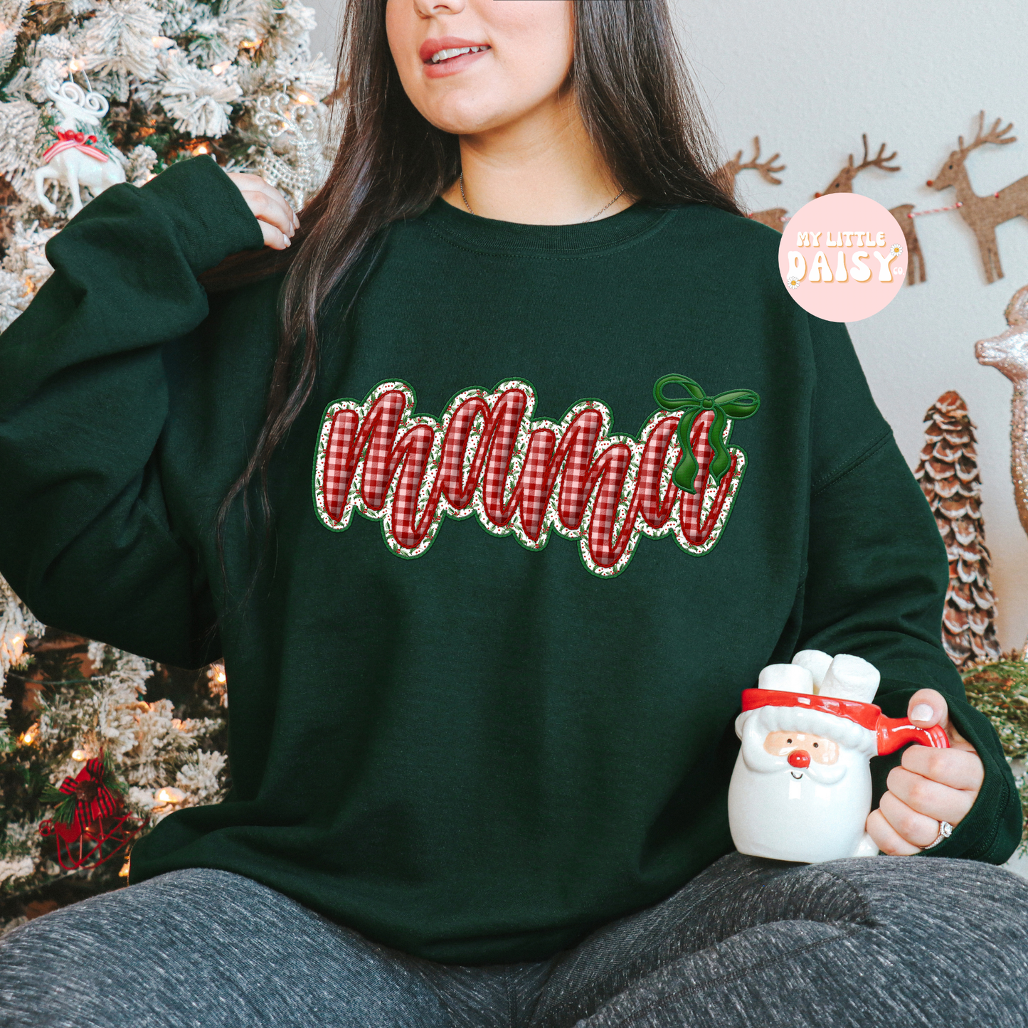 mistletoe red plaid Christmas shirt/sweatshirt