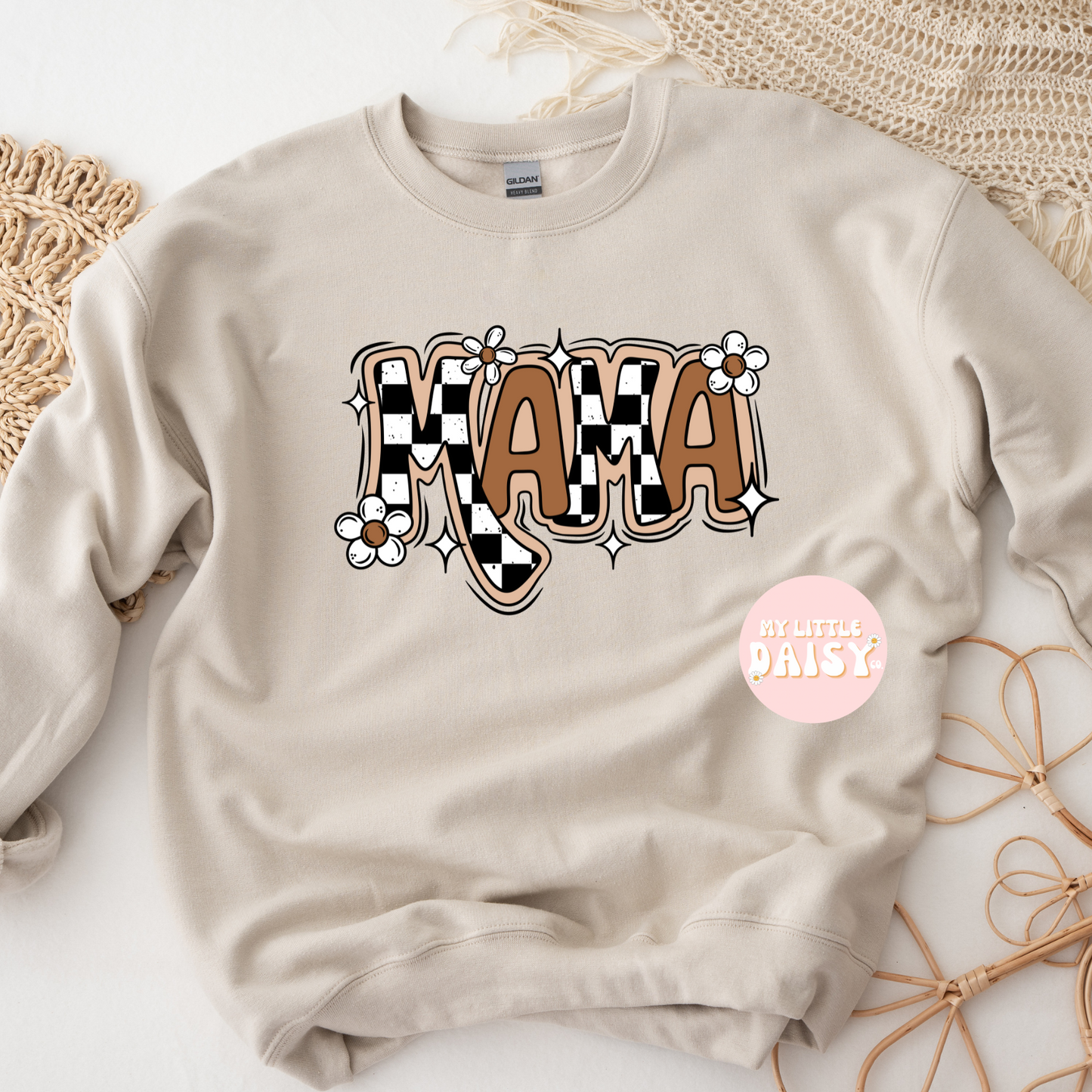 flower checkered mama shirt/sweatshirt