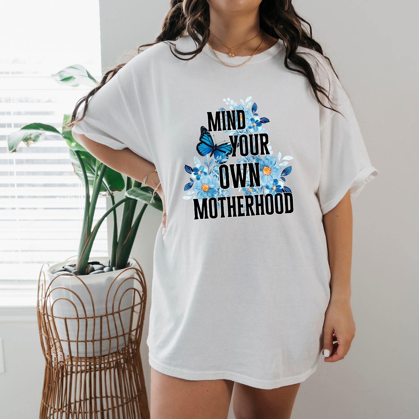 mind your own motherhood (blue floral) DTF transfer