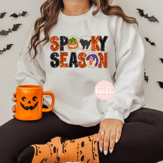 spooky season halloween cookies faux patch shirt/sweatshirt