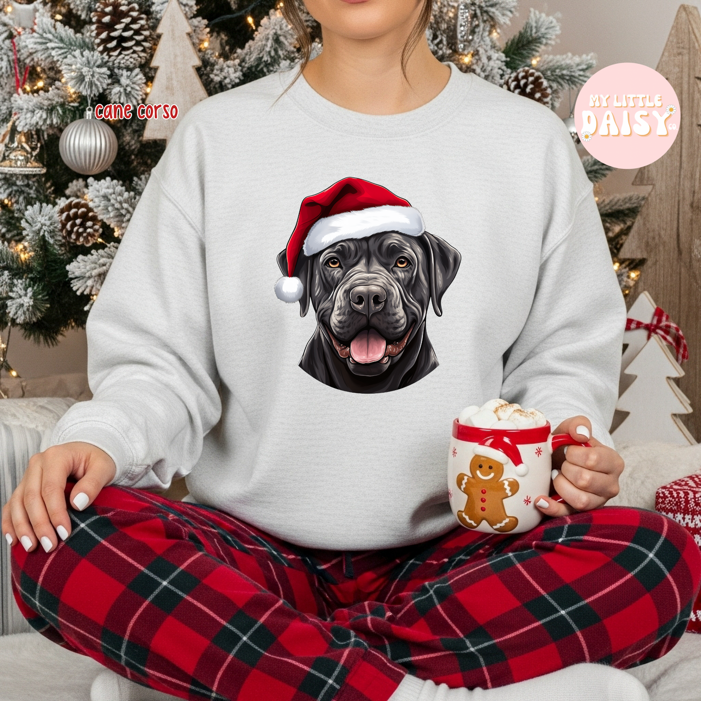 Christmas dog Santa hat sweatshirt