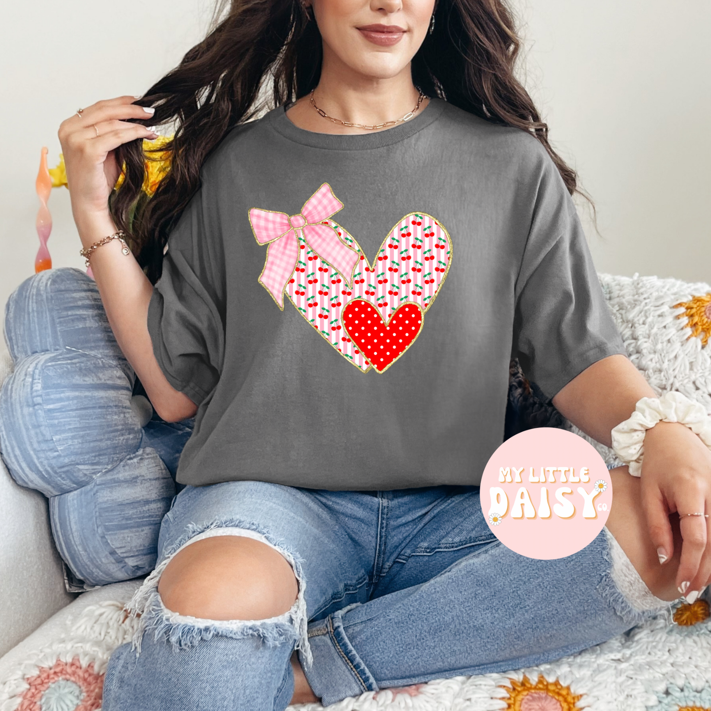 striped cherry hearts shirt/sweatshirt