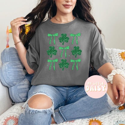 Glitter shamrock & bows shirt/sweatshirt