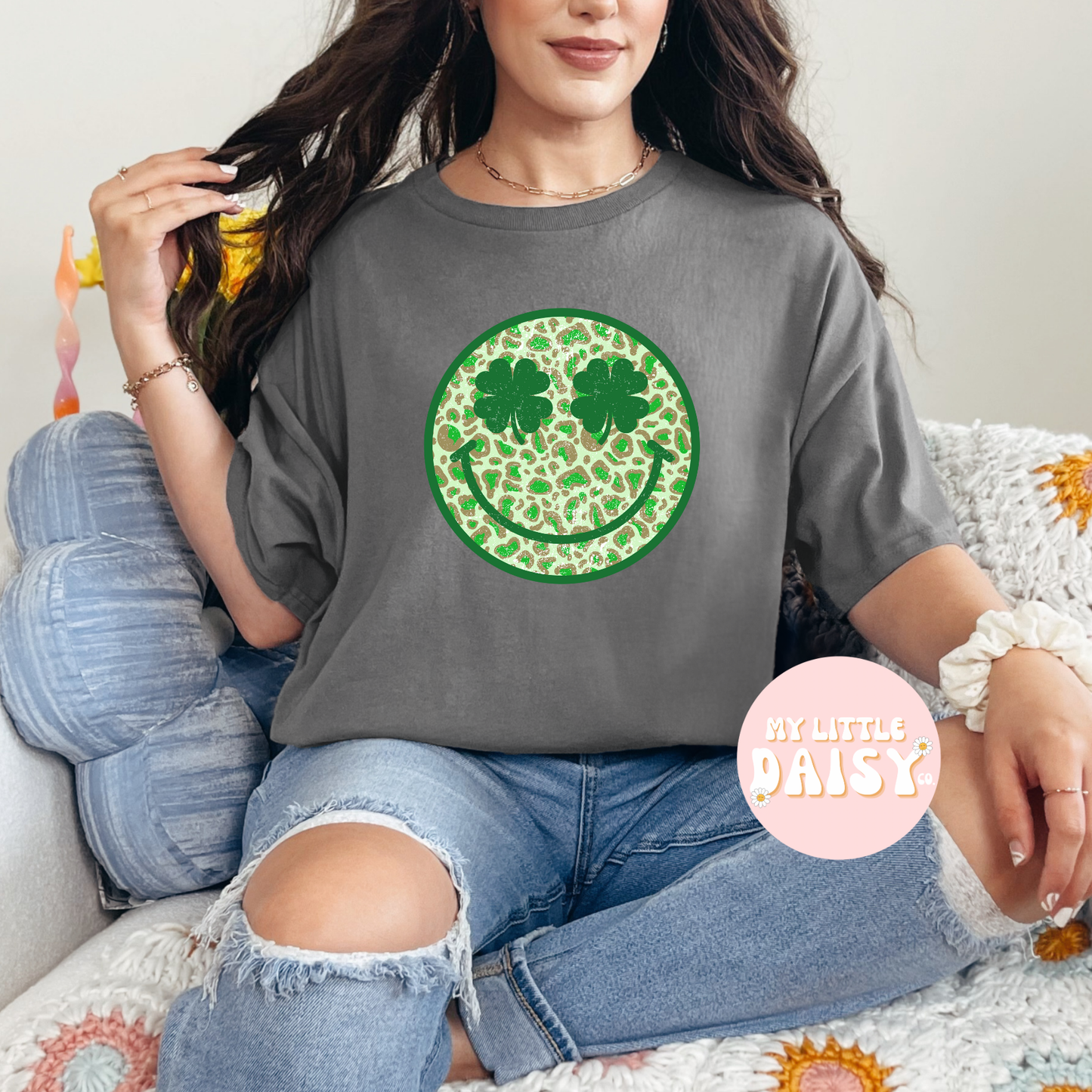 Leopard st. Patrick's day smiley shirt/sweatshirt