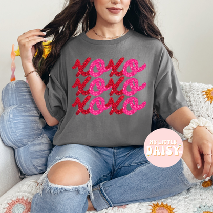 faux tinsel XOXO Valentine's Day shirt/sweatshirt