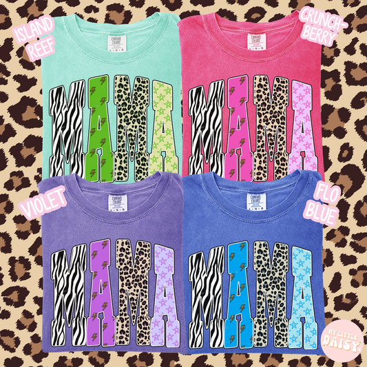 zebra leopard mama comfort colors graphic tee