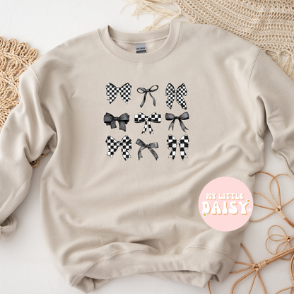 black checkered bows shirt/sweatshirt