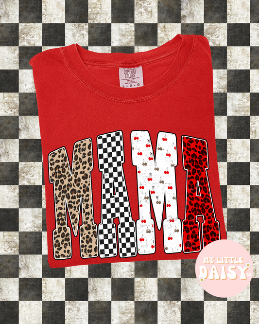 Leopard, checkered, & cherry print shirt/sweatshirt