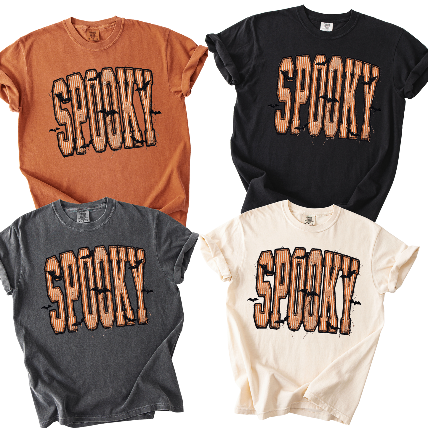 Spooky faux patch halloween shirt/sweatshirt