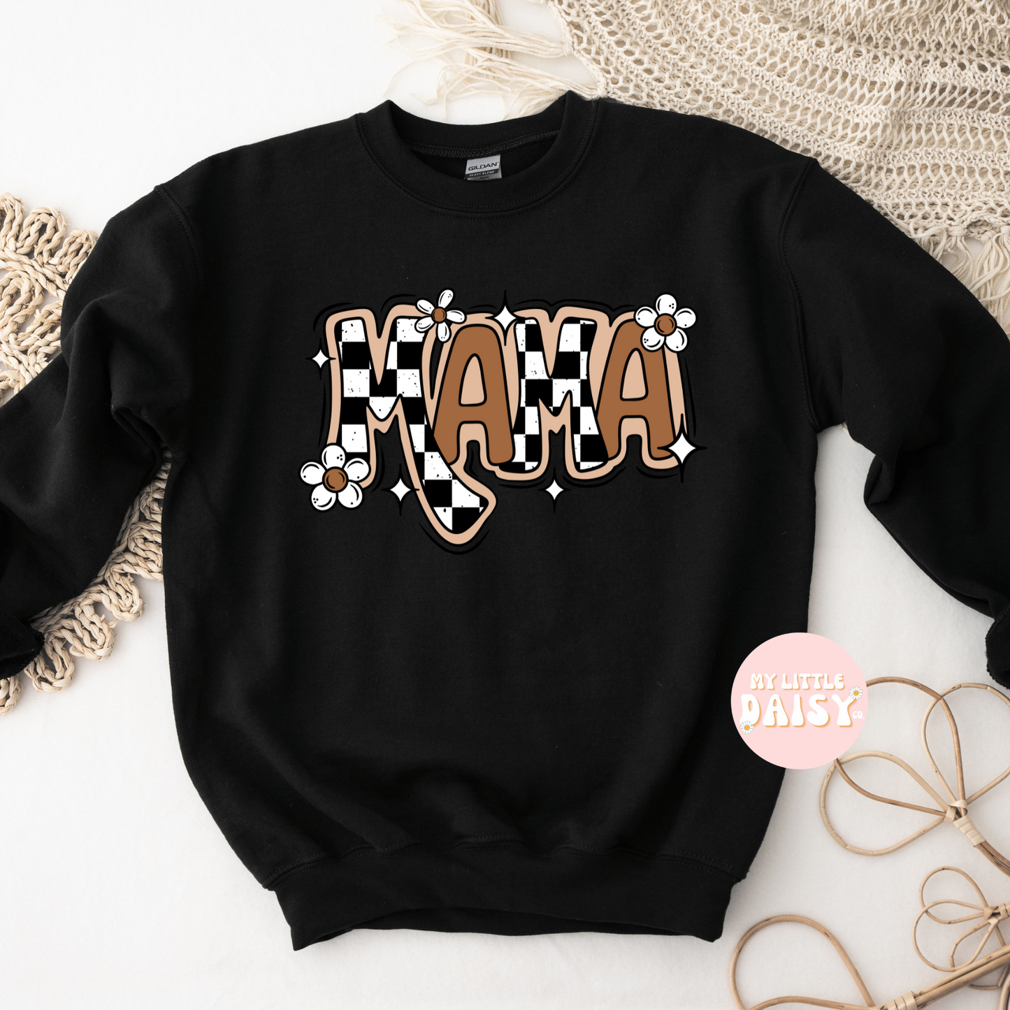 flower checkered mama shirt/sweatshirt