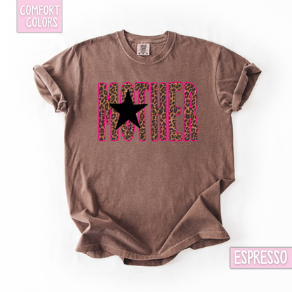 Edgy pink leopard mother star shirt
