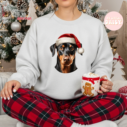 Christmas dog Santa hat sweatshirt