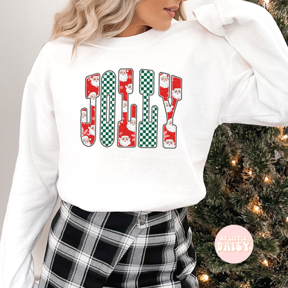 Santa and checkered MERRY, HOHO OR JOLLY LEAVE NOTE AT CHECKOUT FOR DESIGN OPTION shirt/sweatshirt