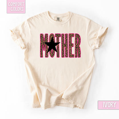Edgy pink leopard mother star shirt