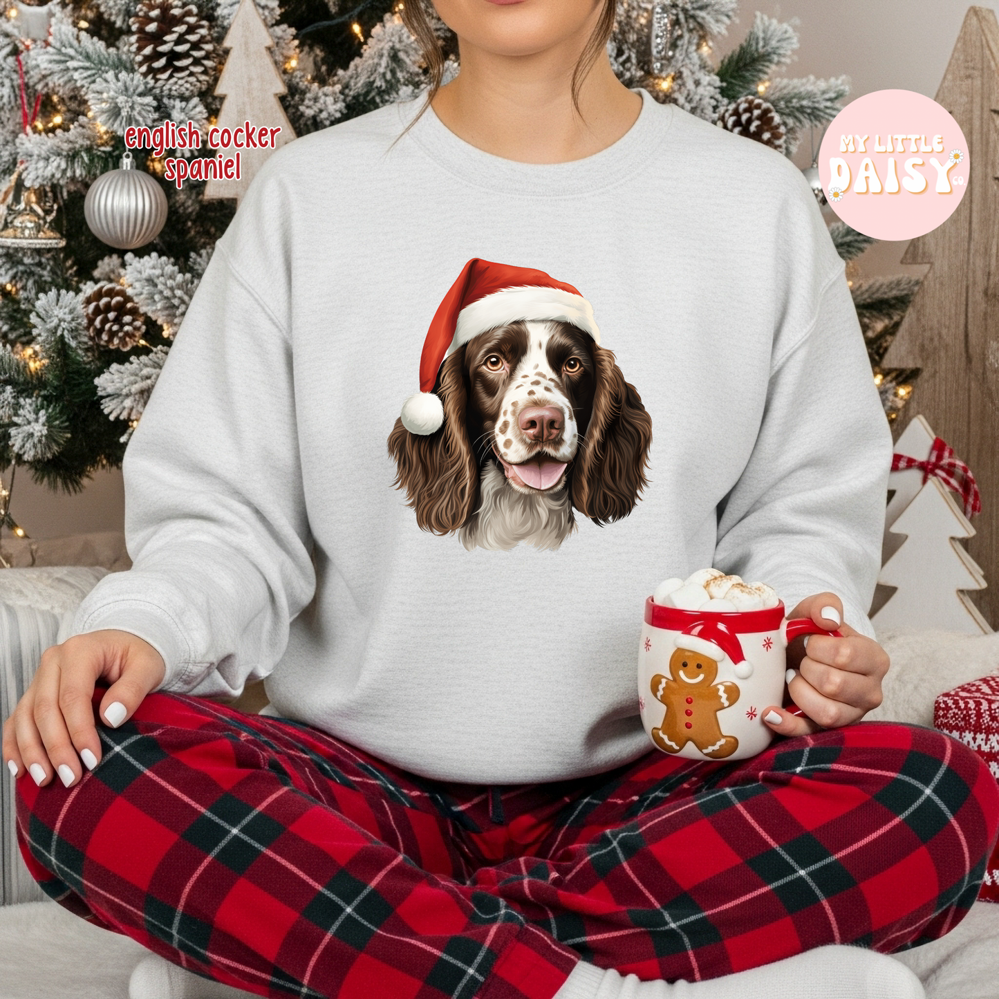 Christmas dog Santa hat sweatshirt