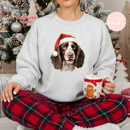 Christmas dog Santa hat sweatshirt