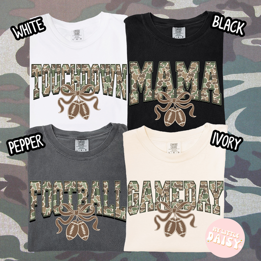 Camo football season shirt/sweatshirt