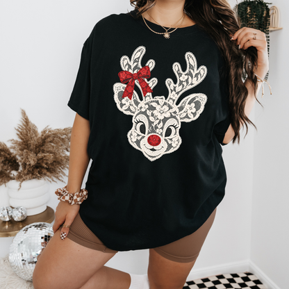 Christmas lace reindeer shirt/sweatshirt