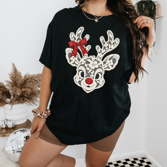 Christmas lace reindeer shirt/sweatshirt