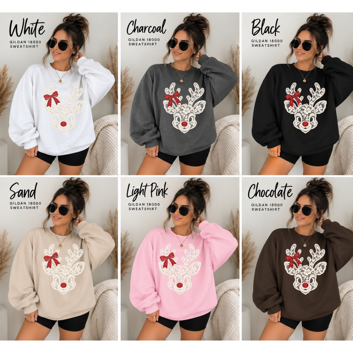 Christmas lace reindeer shirt/sweatshirt
