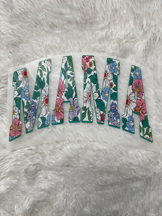 Floral teal mama DTF transfer